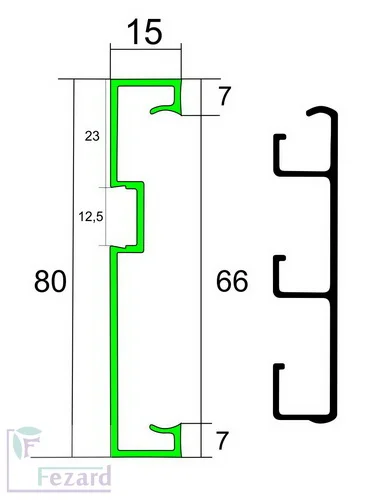 Алюминиевый плинтус Fezard Кабельный ALP-G80-LF Алюминий 80*15*2500 мм в Нижневартовске