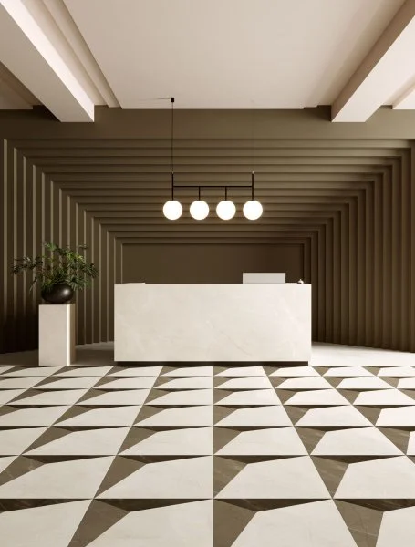 Керамогранит Coliseum Фьямма Уайт Вставка Фрэйм 60х60 (Натуральный и Реттифицированный) в Нижневартовске